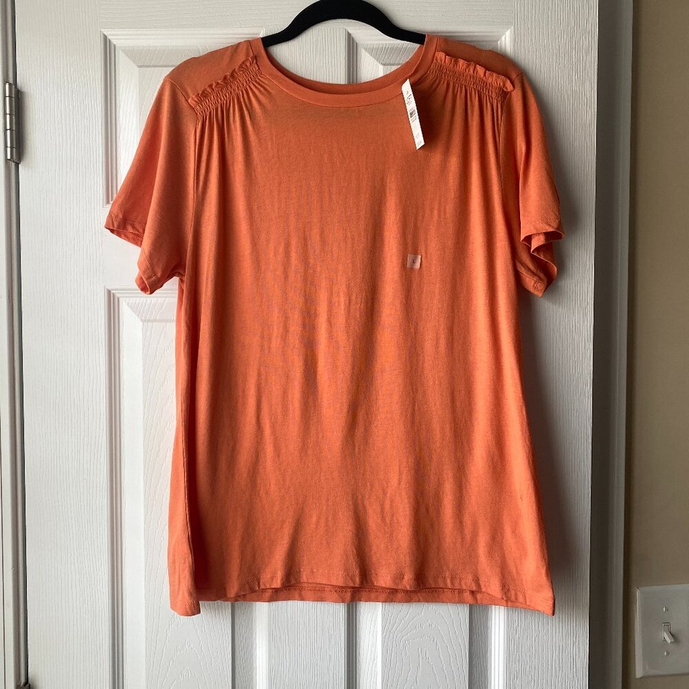 NWT Loft | Orange Ruched Shoulder Top